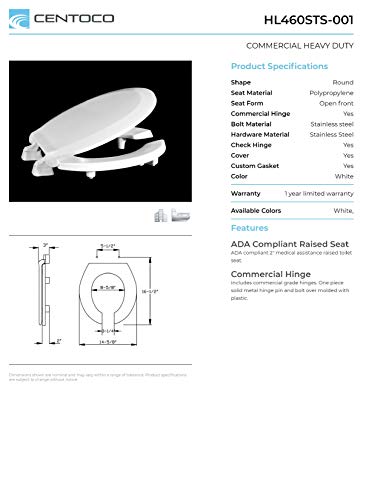Abattant WC professionnel Centoco rond ouvert pour entretien facile