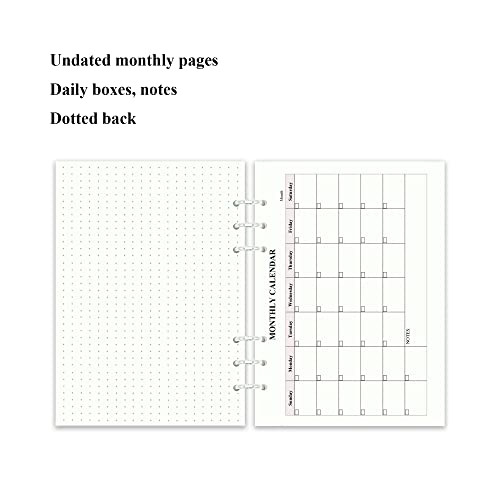 90+54+14 A5 Refill Paper With Undated Monthly Weekly Calendar Planner Inserts, A5 6 Ring Loose Leaf Paper Filler Paper Refillable Lined Paper Refill For 6 Ring Binder Planner Journal Agenda Notebook #TOP4