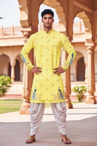 Image of Trustous Men's Pure Cotton Kurta Dhoti Set | Traditional Ethnic Wear for Festive, Wedding & Puja Occasion