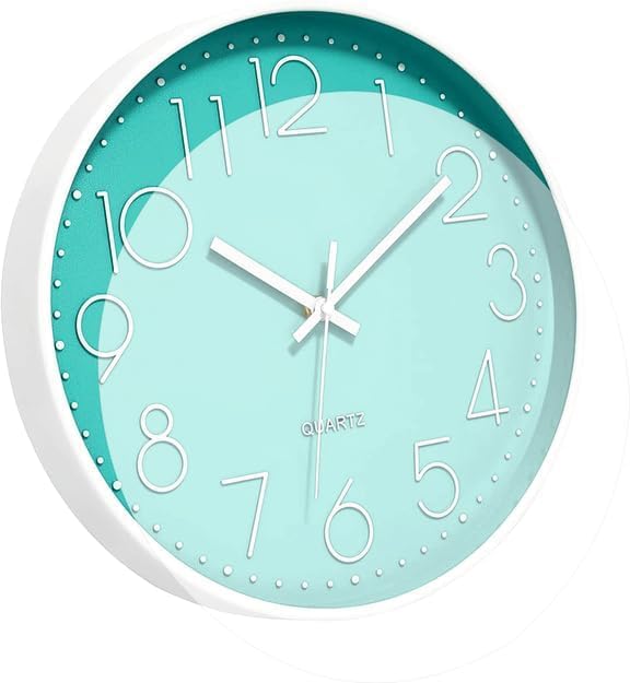 Image of TEKCOOL Plastic Digital Wall Clock 12 inch Silent Quartz Decorative Non-Ticking Classic Clock Battery Operated Round Easy to Read for Room /Home /Kitchen /Bedroom /Office /School- (SkyBlue);
