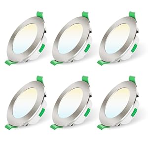 ALUSSO LED Einbaustrahler 230V Dimmbar 68mm 7W Ultra Flach IP44 LED Spots Warmweiß Neutralweiß Kaltweiß Einbauleuchten für Badezimmer Küche Wohnzimmer, Nickel Gebürstetes, 6er Set