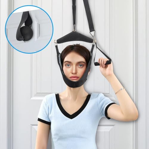 Chewtoyo Neck Decompression Tension Strap, Cervical Neck Traction Device Neck Stretcher Over Door, Reduce Back Pain, Muscle Stiffness, Neck Pain, Stretching Hammock Arthritis for Home Use