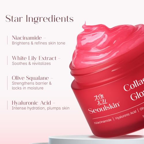 Image of SeoulSkin Collagen Jelly Glow Cream | Face Cream for Glowing Skin | Niacinamide & Hyaluronic Acid | White Lily Extract | Korean Glass Skin | Firming & Anti-Aging | 50ml