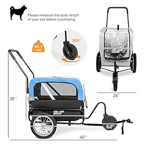 LUCKYERMORE-2-in-1-Dog-Bike-Trailer-Pet-Stroller-Bicycle-Cart-and-Jogger-Wagon-Cargo-Carrier-for-Travel-with-360-Degree-Swivel-Wheels-and-Mesh-Skylight-Stroller-for-a-Variety-of-Roads - Cucciolini Doodles   LUCKYERMORE-2-in-1-Dog-Bike-Trailer-Pet-Stroller-Bicycle-Cart-and-Jogger-Wagon-Cargo-Carrier-for-Travel-with-360-Degree-Swivel-Wheels-and-Mesh-Skylight-Stroller-for-a-Variety-of-Roads