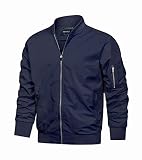 anzerll Men's Flight Bomber Jacket Casual Lightweight Softshell Windbreaker Slim Fit Varsity Jacket