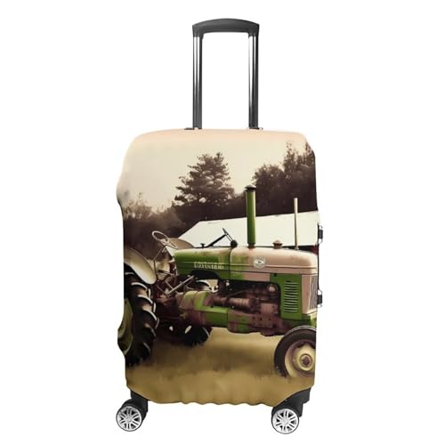 Old Tractor Photo Farm Luggage Cover, Washable Elastic Suitcase Cover Protector Fit 18-32 Inch Luggage