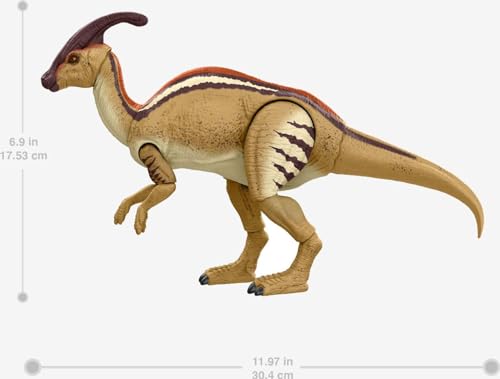 Image of Mattel Jurassic World The Lost World Hammond Collection Dinosaur Action Figure, Parasaurolophus Dino Toy with 20 Articulations, 12 Inches Long