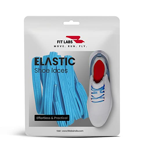 Image of No Tie Shoelaces for Kids and Adult - Elastic Flat Shoelaces for Sneakers, Boots, Board Shoes, Casual Shoes - One Size Fits All - Pack of 1 Pair (Blue)