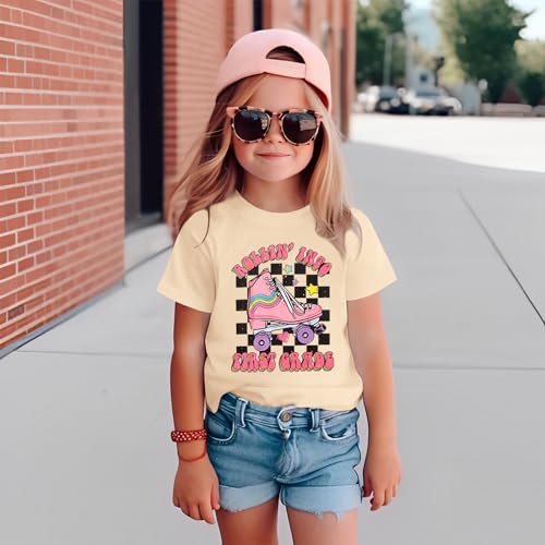 Image of First Day of School Outfit for Girl Rollin Into First Second Third Grade Shirt 1st 2nd 3rd Back to School T-Shirt Top