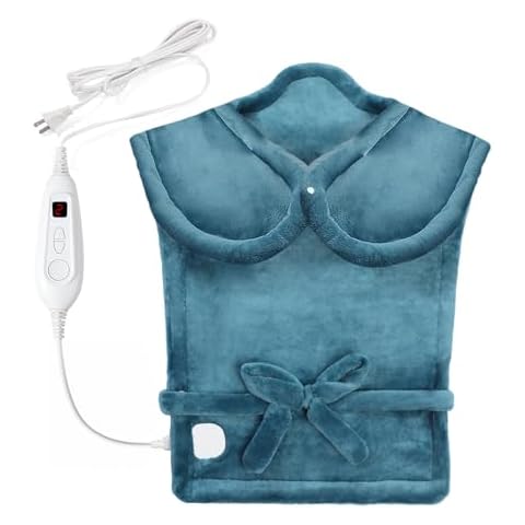 Full Back Heating Pad for Back and Shoulders, Weighted Heating Pad for Back Pain Relief, 6 Heat Settings & 2H Auto-Off, Christmas Gifts for Mom Dad Women Men, ETL Certified, 25.6"x31.1", Blue Cover