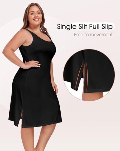 Image of MANCYFIT Plus Size Slip for Women Under Dress Full Slip Tank Top Dress Wide Straps Nightgown