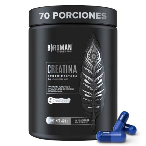 BIRDMAN Creatina Monohidratada de Alta Pureza en Cápsulas | Pre Workout y Post Workout | Sin Cafeína | Sin Gluten | Sin Azúcar | Sin Sabor...