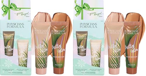 Physicians Formula Glow Angel Duo - Butter Glow Liquid Bronzer & Highlighter with Murumuru Butter, Hydrating & Illuminating Holiday Gift Set, Cruelty Free & Vegan (Pack of 2)