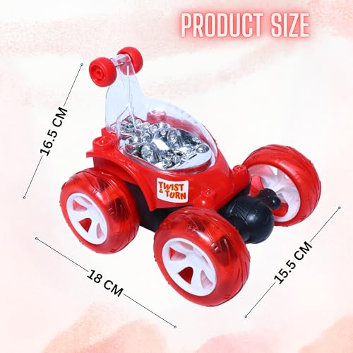 Image of SMART BOY Rechargeable 360 Stunt Remote Control Car for Kids with LED Lights, USB Charging, Anti-Skid Rubber Tires, 4WD RC Toy Car Indoor Outdoor Toy Gift for Boys Girls Age 3 4 5 6 7+ Years 9802RED