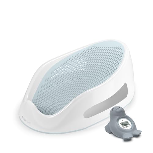 Image of Angelcare Baby Aqua Soft Touch Bath Support & Thermometer Bundle | Newborn Baby Bathtub 0-6 Months | Baby Registry Must-Have | Newborn Essentials for Safe & Comfortable Bath Time