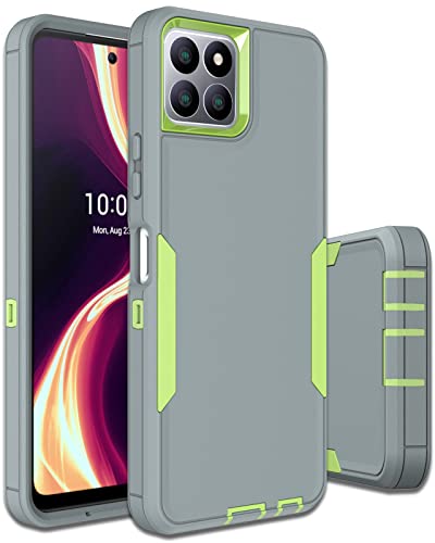Dahkoiz For Boost Celero 5G Plus Case, With Dust-Proof Port Cover, Full Body Protection Rubber Cover Phone Case For Boost Mobile Celero 5G Plus 7-Inch, Green/Grey #TOP25