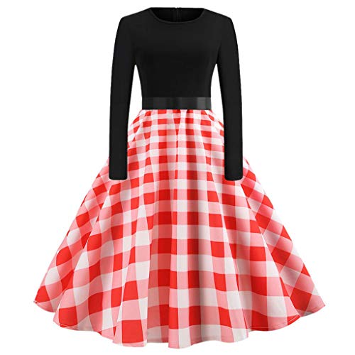 Beikoard_Vestido,2019 Primavera y Verano Vestido de Las señoras Vestido Estampado Manga Larga Falda de señora Ropa de Mujer Dia de San Valentin Regalo Navidad