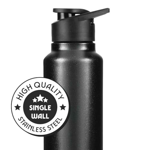 Image of Borosil 1000 ml Hydra Sipfresh Galaxy Stainless Steel Water Bottle | ISI Certified, Made in India | Single Wall, Leakproof| Bottle for Office, School, College & Gym | 1 Year Warranty | Black