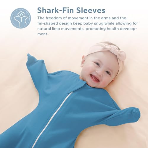 Image of ZIGJOY Swaddle Sleep Sack 3-6 Months, 1.0 Tog Cotton Baby Swaddle Blanket | 100% Cotton - Soft & Breathable & Non-shrink, 2-way Zipper for Easy Diaper Changes, Long Sleeves Allow Self-soothing