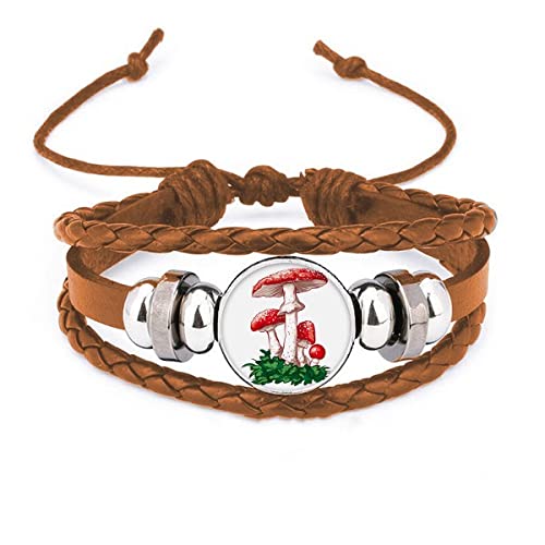 Bracelet en cuir champignons poison rouge pour look unique