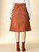 Allegra K Women's High Waist Button Front A-Line Belted Corduroy Midi Skirt Small Caramel