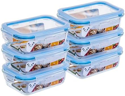 Gato Panda Kit 6 Potes de Vidro Retangular com Tampa Hermética 64...