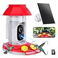Hummingbird Feeder with Camera Solar Powered W/32G Card, AI Identify Bird Species, Ant Moat/Bee Proof, Hummingbird Cam Watching Live Video, Instant Notifications, Ideal Present for Bird Lovers