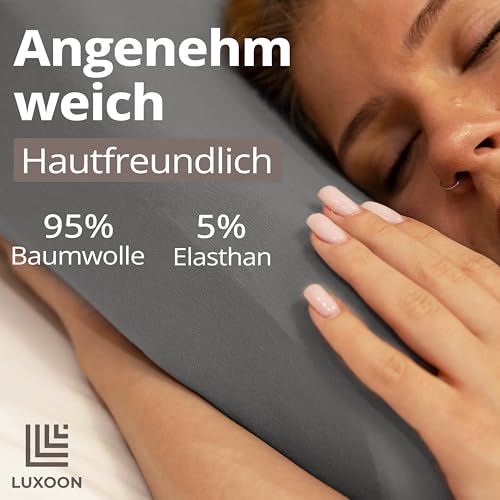 Luxoon Kissenbezug für Gesundheitskissen – 95% Baumwolle / 5% Elasthan, Atmungsaktiv und Hautfreundlich, Waschbar, Für Komfort und Hygiene 2er Pack 30-45 x 50-65 cm, Anthrazit