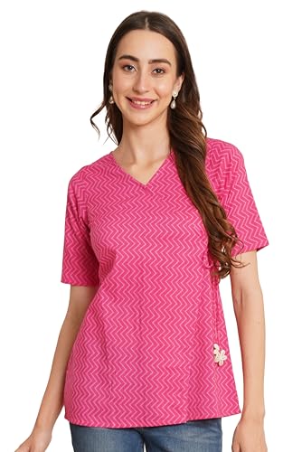 Image of COTLAND Fashions Jaipuri Cotton Angrakha Style Top for Women (Partial Open)