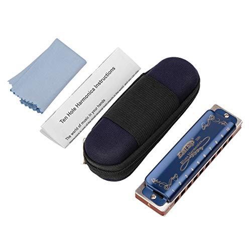 East top Professional Harmonica Blues Key of A 10 Hole 20 Tone Heavy Duty with Case & Cleaning Cloth for Professional Player, Beginner by Eison-East Top,Blue,Best Gift - Les Beatles, Paul McCartney, John Lennon, RIngo Starr, George Harrison East top Professional Harmonica Blues Key of A 10 Hole 20 Tone Heavy Duty with Case & Cleaning Cloth for Professional Player, Beginner by Eison-East Top,Blue,Best Gift – Image 3