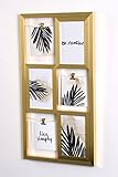 Maße: 52 x 27,5 x 2 cm Wackadoo® Bilderrahmen Collage Gold mit Clip, Fotorahmen für 6 Bilder, Galerierahmen, Fotorahmen Collage 10x15 cm