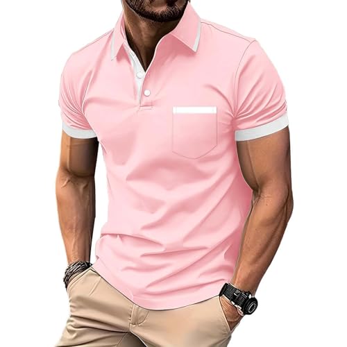 Polo para Hombre Casual de Verano con Manga Corta y Botones, Cuello, Camisa de Golf de Algodón Tallas Grandes miniatura 2