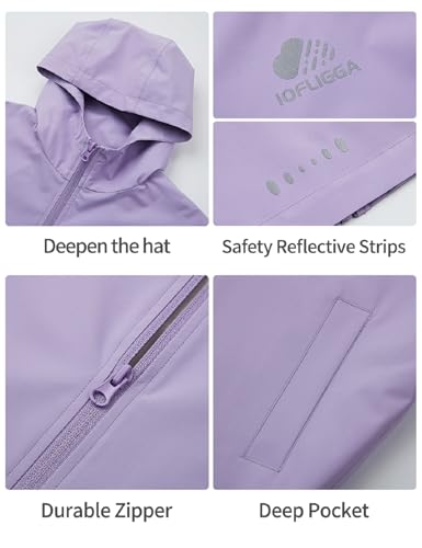 Kids Rain Jacket Lightweight Waterproof Rain Coats Outerwear with Hood for Boys Girls Size 4-15 6