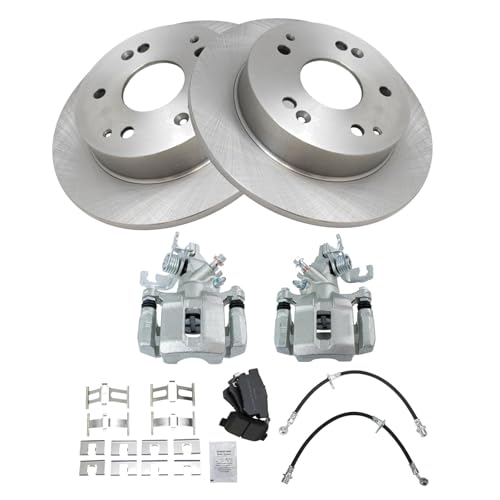 Image of TRQ Rear Brake Pad and Rotor Set Semi Metallic Calipers Compatible with 1998-2002 Honda Accord Sedan