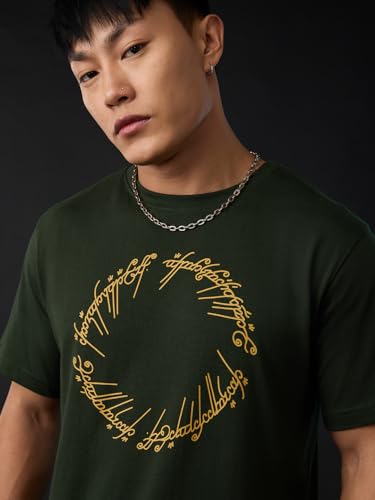 Image of The Souled Store LOTR: One Ring Men and Boys Short Sleeves Round Neck Graphic Printed Cotton Relaxed Fit Lightweight Comfortable All-Season T-Shirt