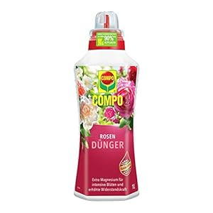 Compo Rosendünger für alle Rosen im Zimmer, in Kübeln, Beeten sowie im Freiland, Spezial-Flüssigdünger mit extra Magnesium, 1 Liter