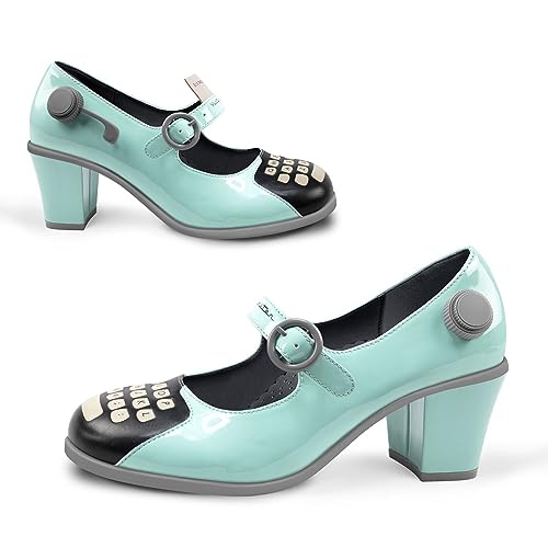 Image of Hot Chocolate Design Artistic Women's Mid Heel Strap Pumps | Block Heel Design, Vegan Faux-Leather Upper, Padded Footbed, Buckle Closure, Occasion Pumps for Women