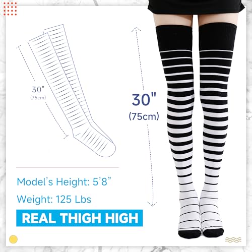 Image of Kayhoma Extra Long Gradient Zebra Stripe Thigh High Socks Over the Knee High Socks,2 Pairs