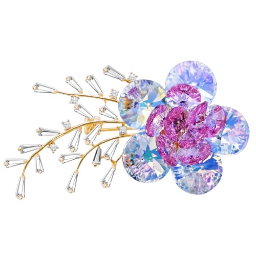 Image of Brooches For Women,14k Gold Plated Copper,Crystal Roselle Cubic Zirconia Brooch Pins For Women ，Crystal Broach,Flower Broach