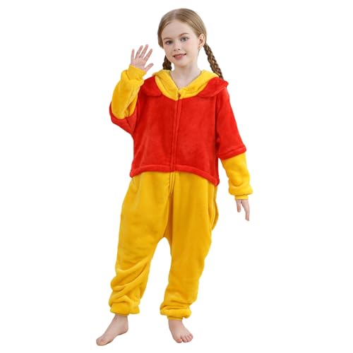 QSTYLE Unisex Children Bear Onesie Halloween Costume Christmas Pajamas For Girls and Boys 4-5T Yellow