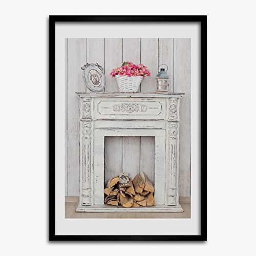 Cadre 50x70 cm cheminée en bois pour valoriser une affiche