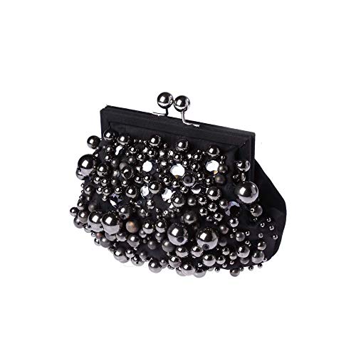clutch bordada bolas preta besha