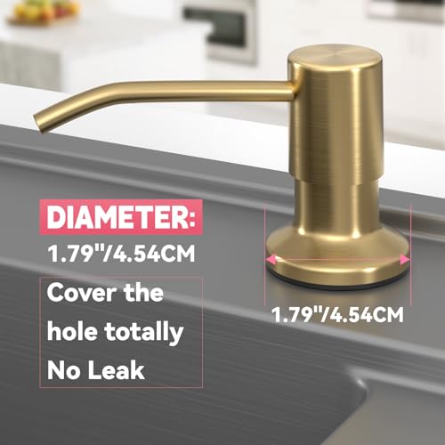 Image of Sink Soap Dispenser, OHiHi Kitchen Sink Soap Dispenser with 47 inch Extension Tube, Wide Pump Head Base, No Water Leaking, No Need to Fill The Little Bottle Again, Gold