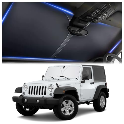Image of Car Windshield Sun Shade,Foldable Sun Shade for Car Windshield with Storage Bag Compatible with Jeep Grand Cherokee 2011-2026,Oxford Cloth Cars Suns Shades Keep Interior Cool