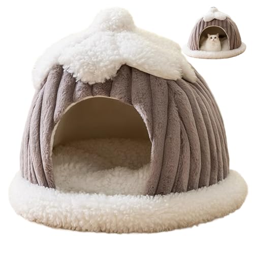 Lit fermé pour chat de moins de 3 kg avec couverture grise - 2