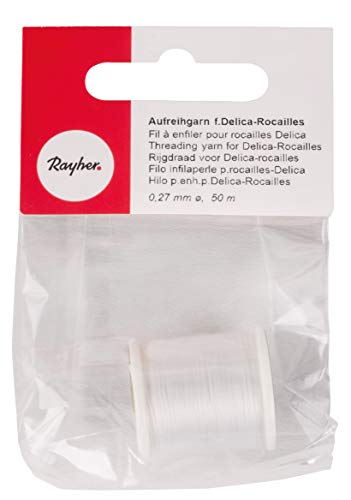 Rayher 89300100u00a0aufreih Hilo para de Delica-Rocailles, 0,27u00a0mm de diámetro, Bobina, Unidades, 50u00a0m, Color Blanco