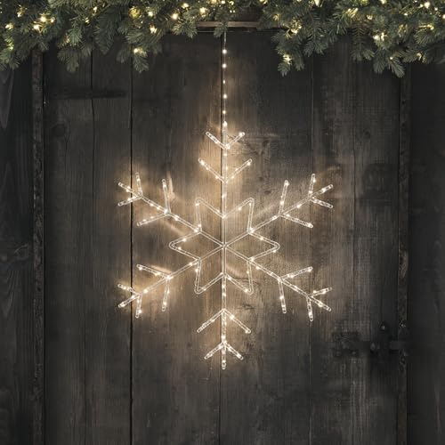 Lights4fun LED Schneeflocken Silhouette 60cm Timer warmweiß...