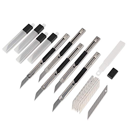 EHDIS 5PCS Utility Knife Paper Cutter Retractable Box Cutter Vinyl Craft Cutter Knife with Extra 50PCS Snap-off Blades 30 Degree Art Knive for Cutting Box Paper Cardboard Graphics Vinyl Film
