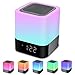 Bluetooth Speaker Night Lights, Alarm Clock Bluetooth Speaker MP3 Player, Touch Control Bedside lamp, Dimmable RGB Multicolor Changing LED Table Lamp for Bedroom, USB Flash Drive/MicroSD/AUX Support