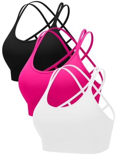 Image of RUNNING GIRL Sports Bras for Women 3Pack Strappy Bra